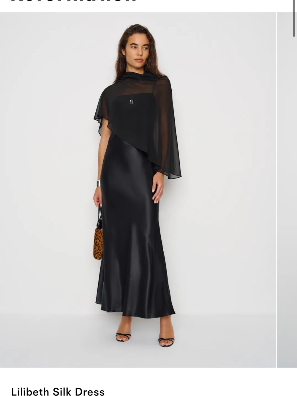 Reformation Black Lilibeth Silk Dress